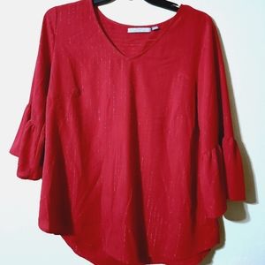 Red bell sleeve shirt